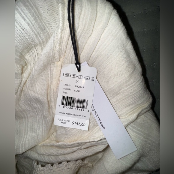 Robin Piccone Textured Cream Cotton Jo Sleeveless Jumpsuit. Size Large NWT - Picture 13 of 14